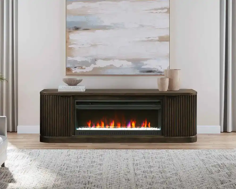 Martin Furniture Tulane Electric Fireplace in Dark Chocolate - 76-Inch