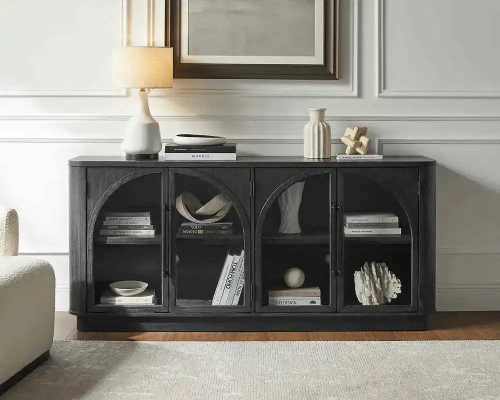 Martin Furniture Harper 4-Door Accent Cabinet in Black