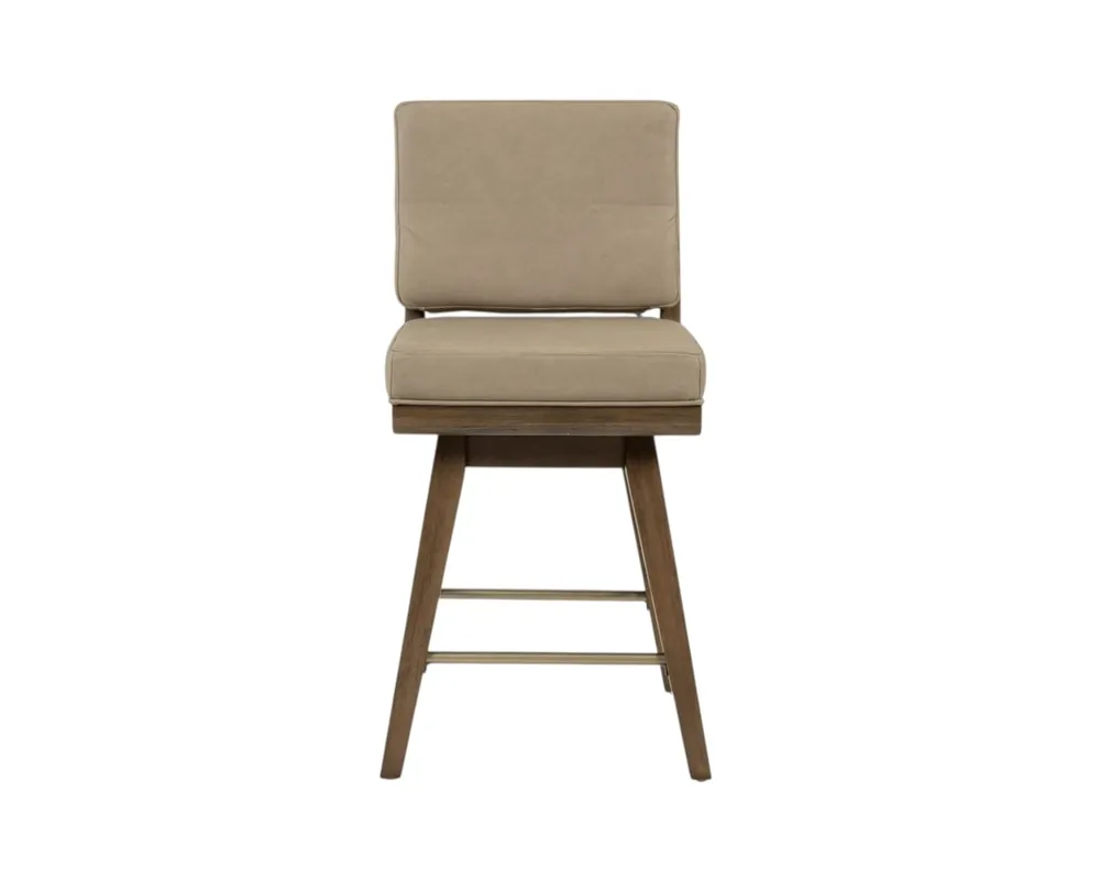 Bernards Furniture Elure Leather Upholstered Swivel Counter Stool in Latte
