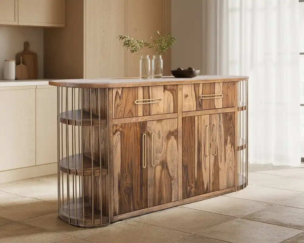 Int'l Furniture Balam Kitchen Island in Brown
