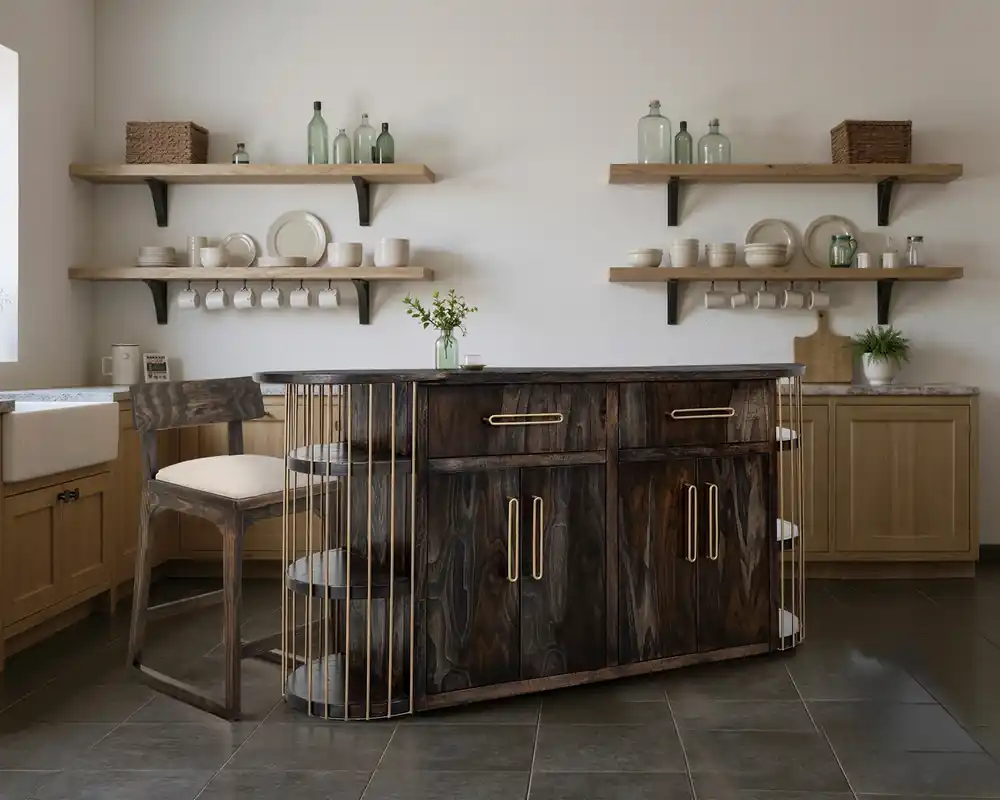 Int'l Furniture Balam Kitchen Island in Black