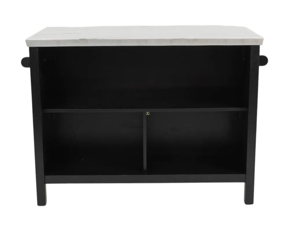 Furniture of America Albergo Kitchen Island in Black with Marble Top