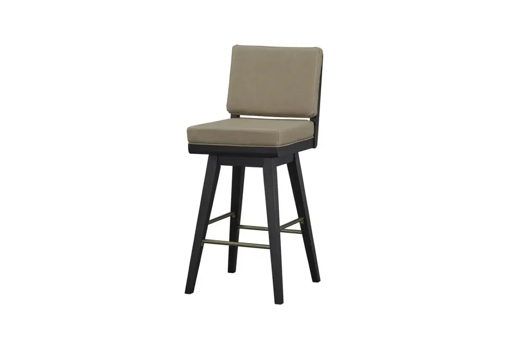 Bernards Furniture Elure Leather Upholstered Swivel Barstool in Peppercorn