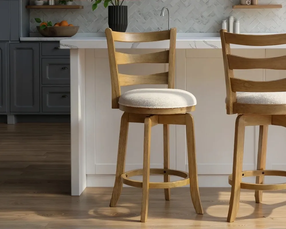 Armen Living Melindra Swivel Counter Stool in Amber Glow