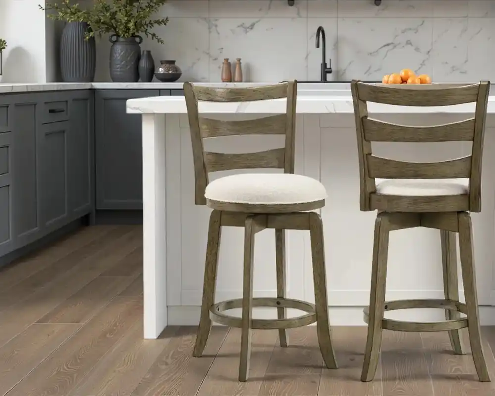 Armen Living Melindra Swivel Counter Stool in Putty Brown