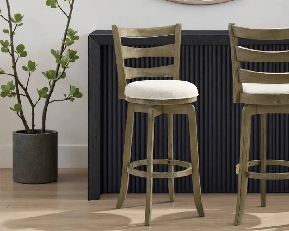 Armen Living Melindra Swivel Barstool in Putty Brown