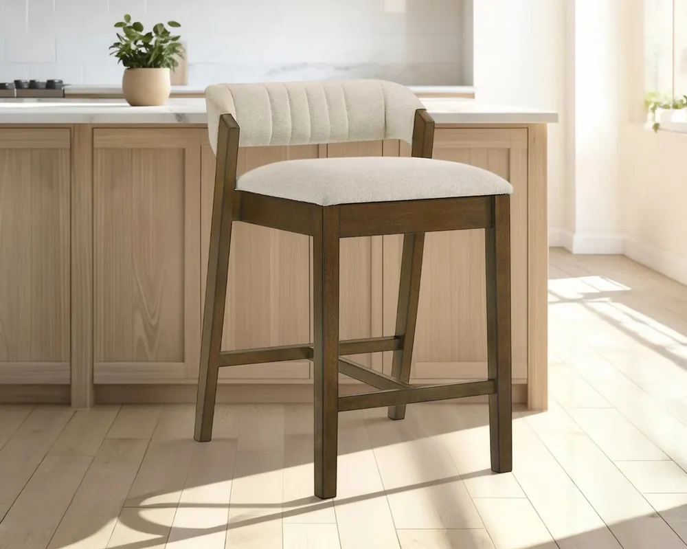 Armen Living Landyn Counter Stool in Sepia Brown/Ecru