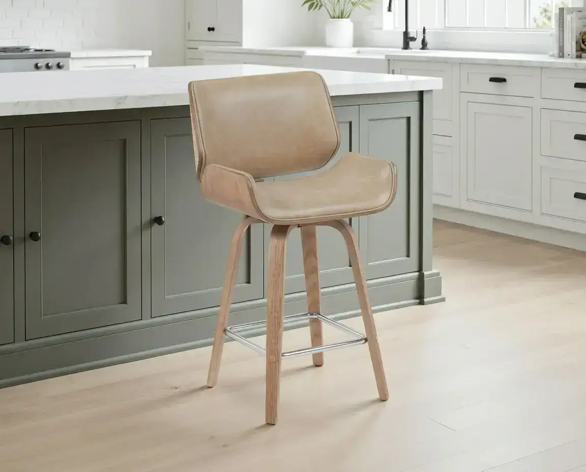 Armen Living Tyler Swivel Counter Stool in Vintage Brown