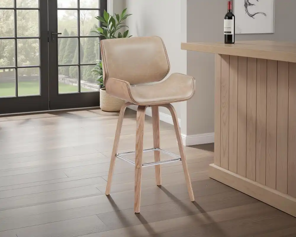 Armen Living Tyler Swivel Barstool in Vintage Brown