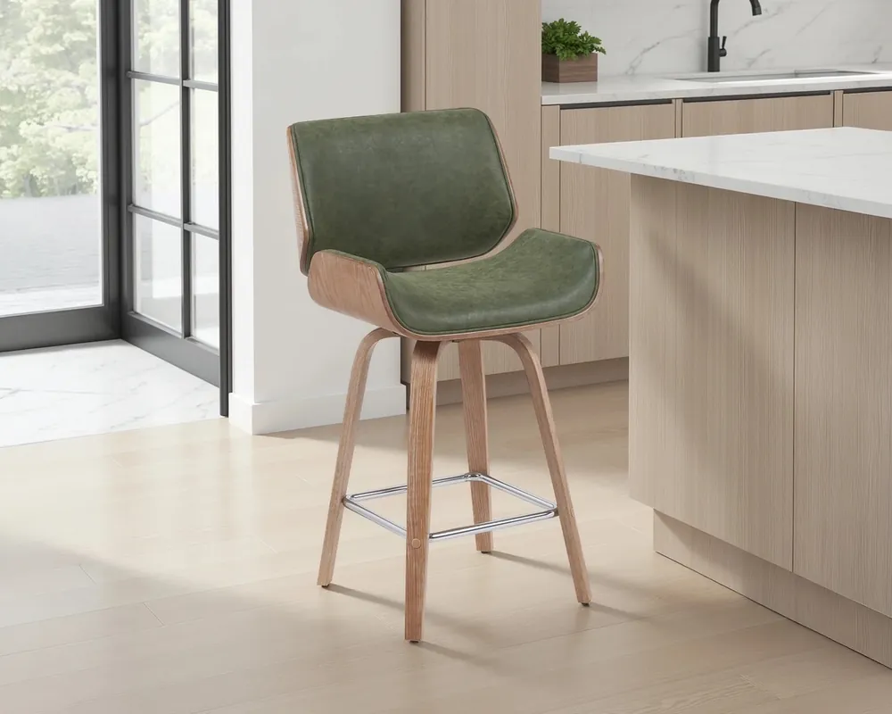 Armen Living Tyler Swivel Counter Stool in Vintage Green
