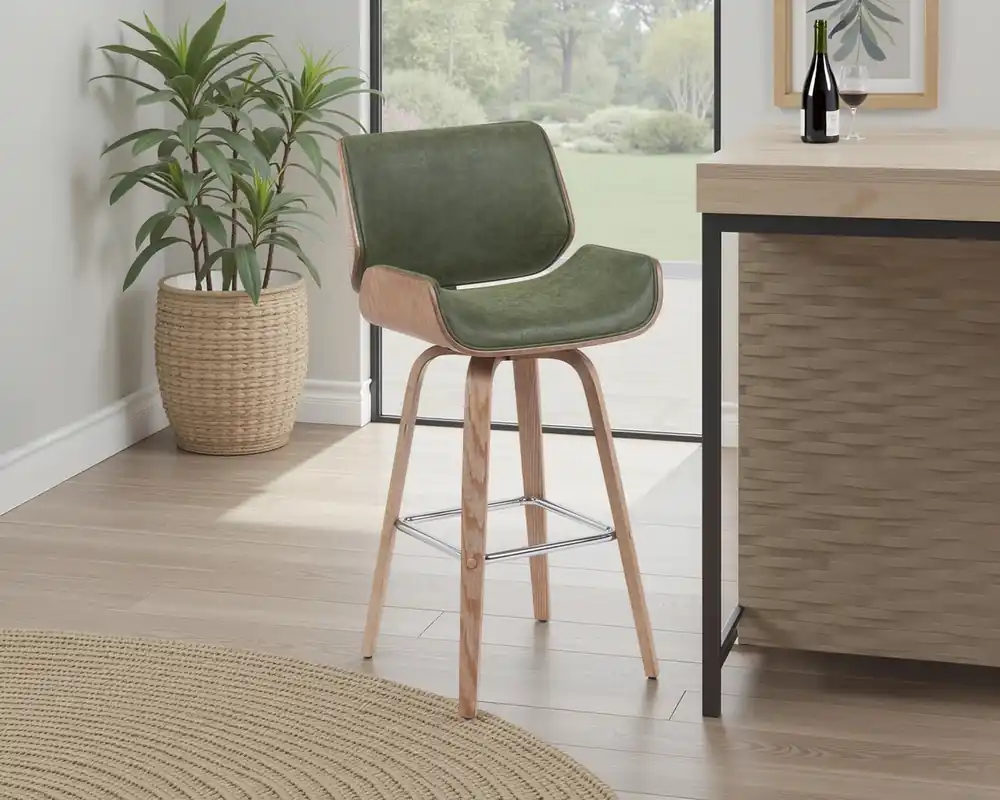 Armen Living Tyler Swivel Barstool in Vintage Green