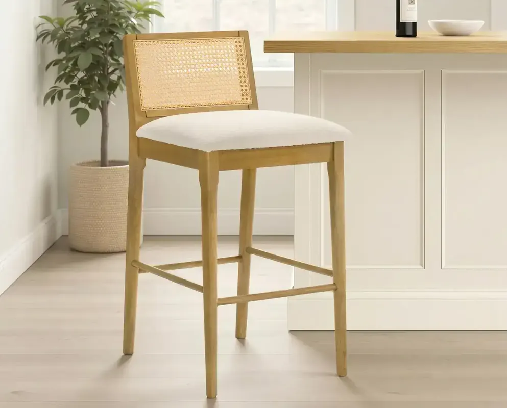 Armen Living Tobias Barstool in Amber Glow/White Boucle