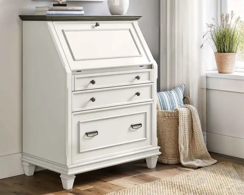 Martin Furniture Hartford Secretary Desk in Antique White