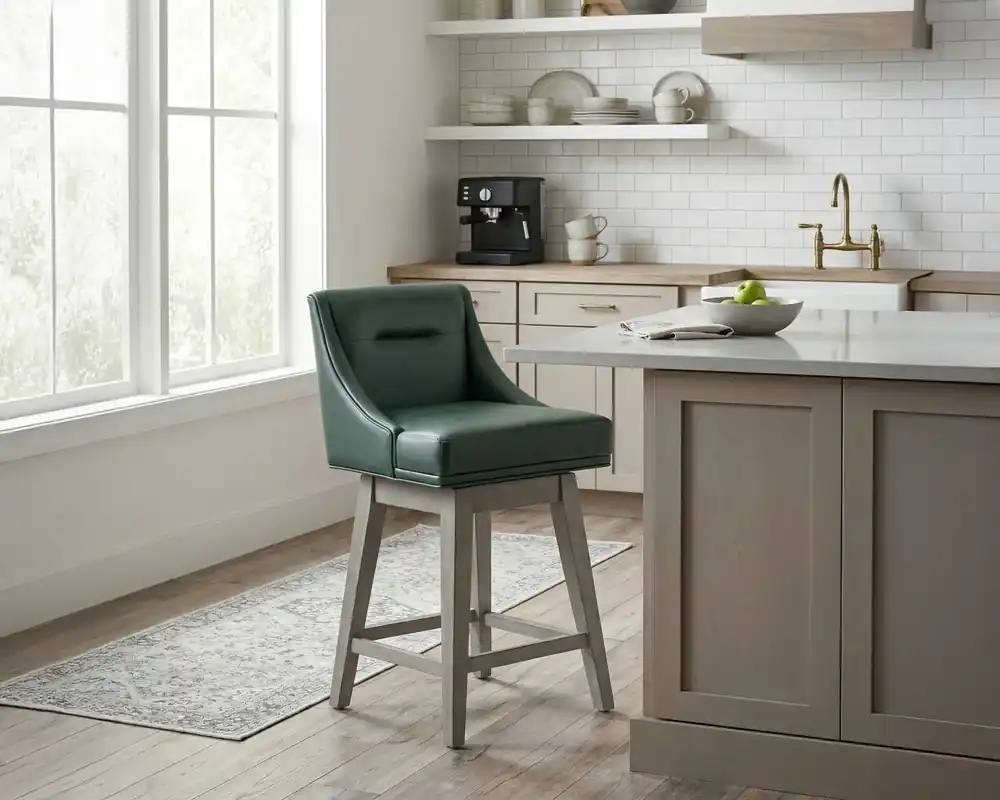 Linon Beckett Swivel Counter Stool in Dark Green