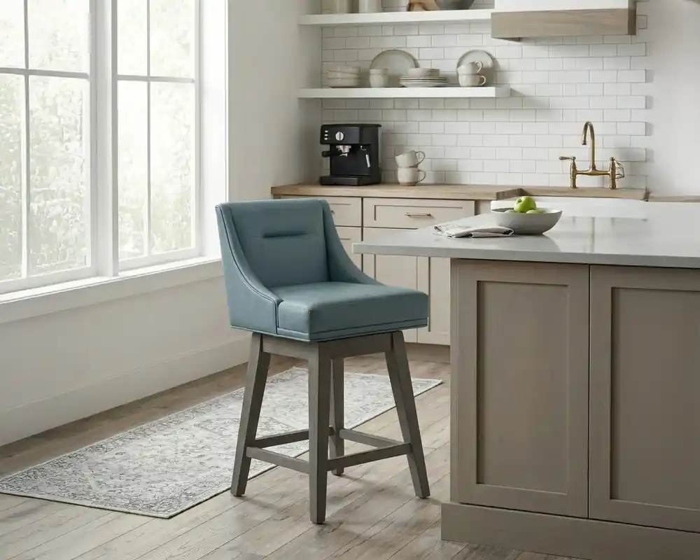 Linon Beckett Swivel Counter Stool in Light Blue