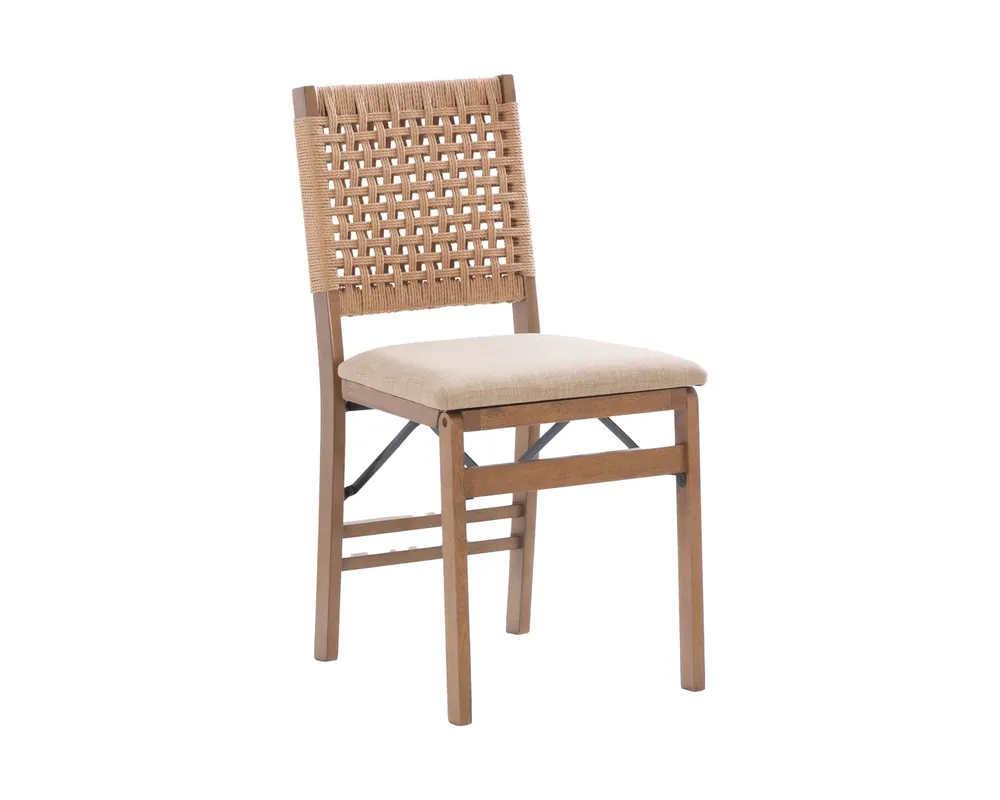 Linon Woven Folding Chair in Natural