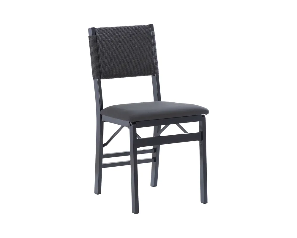 Linon Rope Folding Chair in Black
