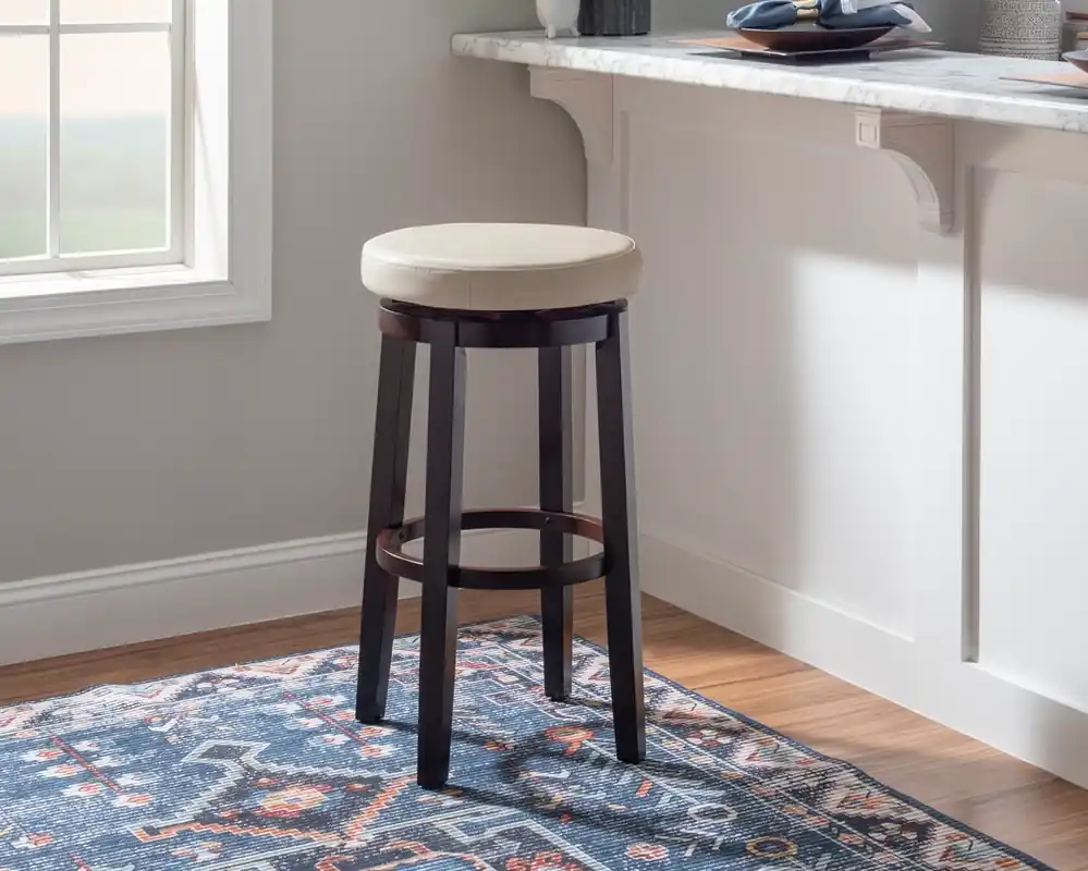 Linon Maya Swivel Barstool in Brown/Beige