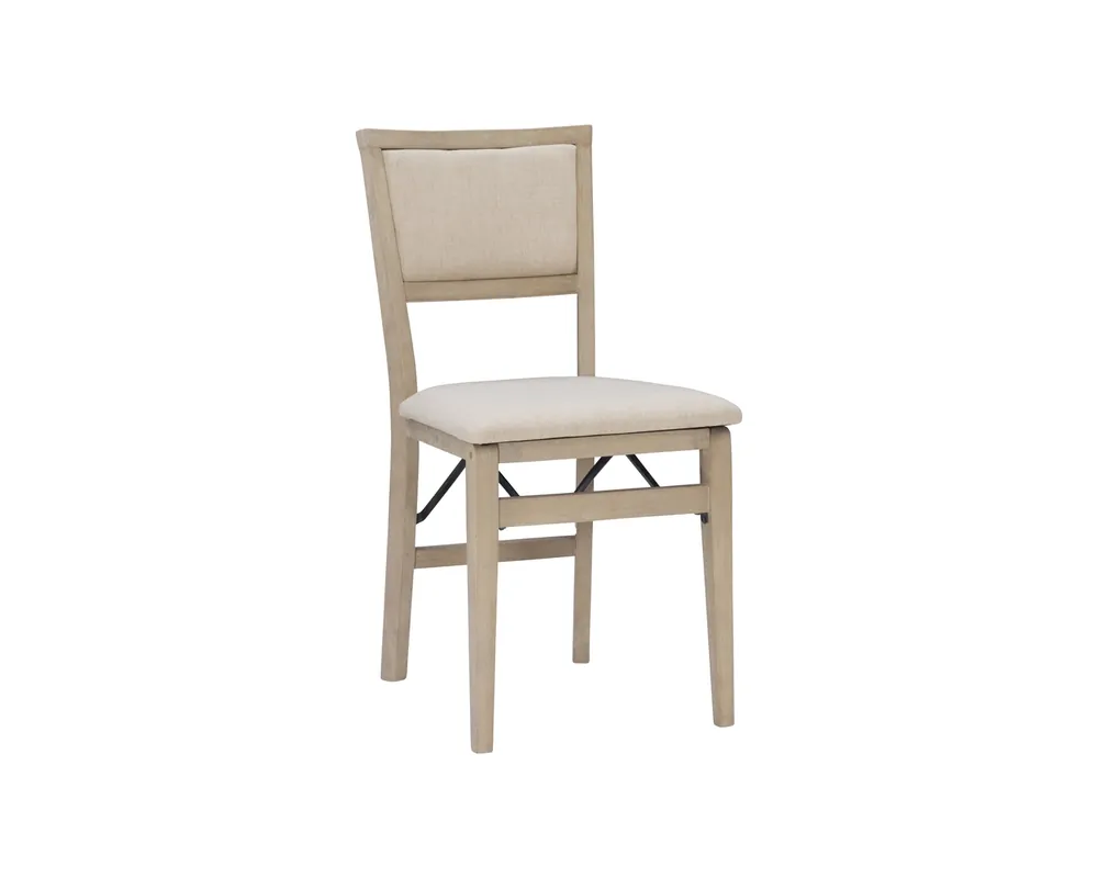 Linon Keira Folding Chair in Gray Wash/Beige