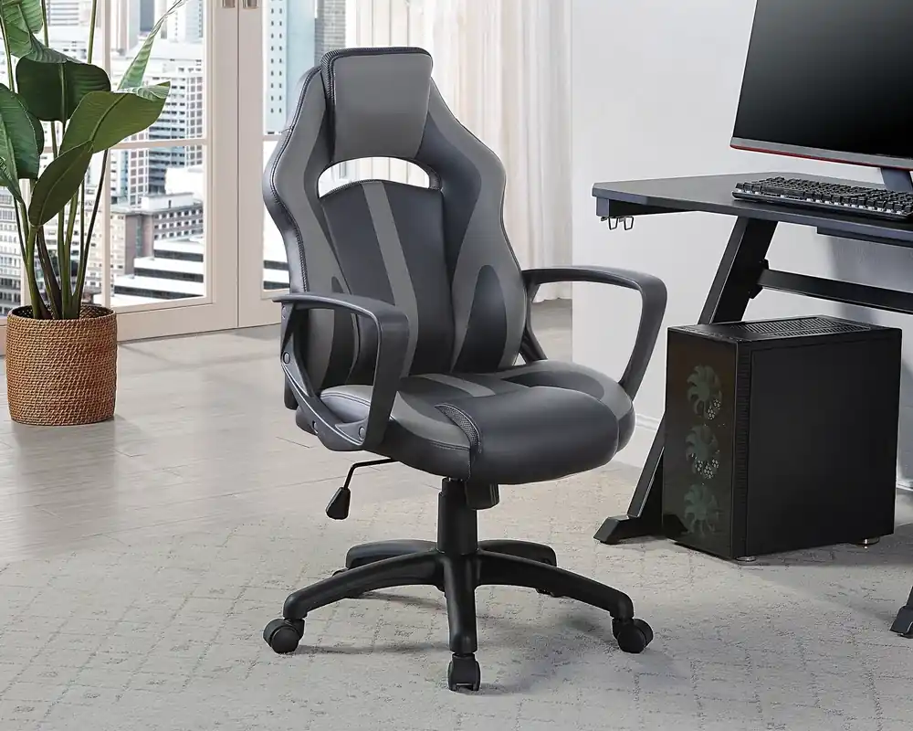 Officestar Products Influx Ergonomic Gaming Chair in Black/Gray
