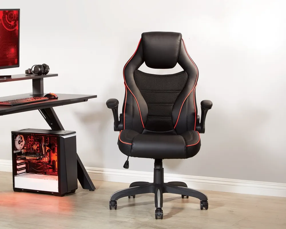 Officestar Products Xeno Ergonomic Gaming Chair in Black/Red