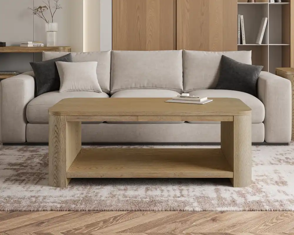 Jofran Janzen Coffee Table with Casters in Cascade Oak