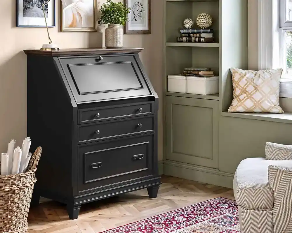 Martin Furniture Hartford Secretary Desk in Black