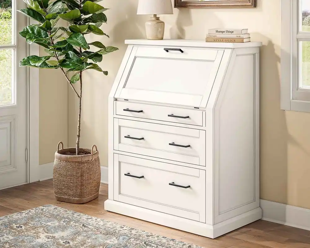 Martin Furniture Abby Secretary Desk in White