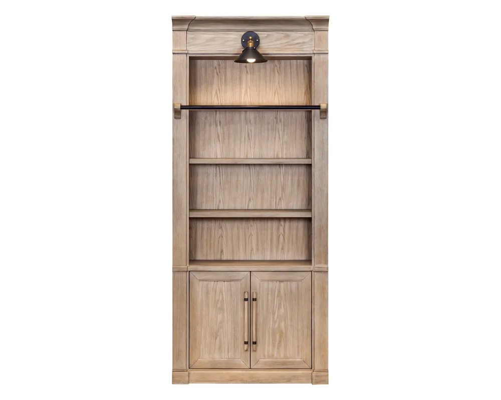 Martin Furniture Willow Lane 2-Door Bookcase with Sconce in Natural Oak