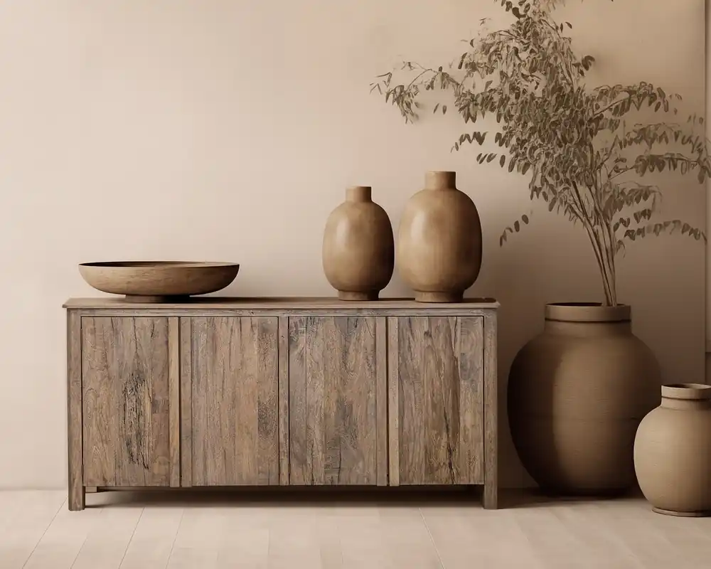 Int'l Furniture Xel Ha 4-Door Solid Mango Wood Accent Cabinet