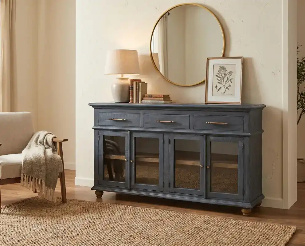 Int'l Furniture Vintage Accent Cabinet in Blue