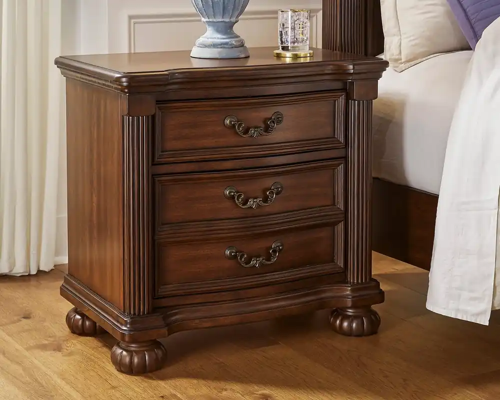 Ashley Lavinton 2-Drawer Nightstand in Cherry Brown