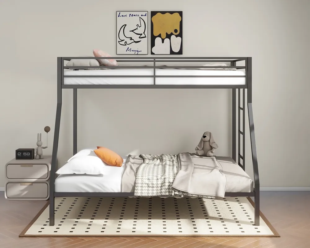Coaster Alevera Metal Bunk Bed in Black - Twin Over Full