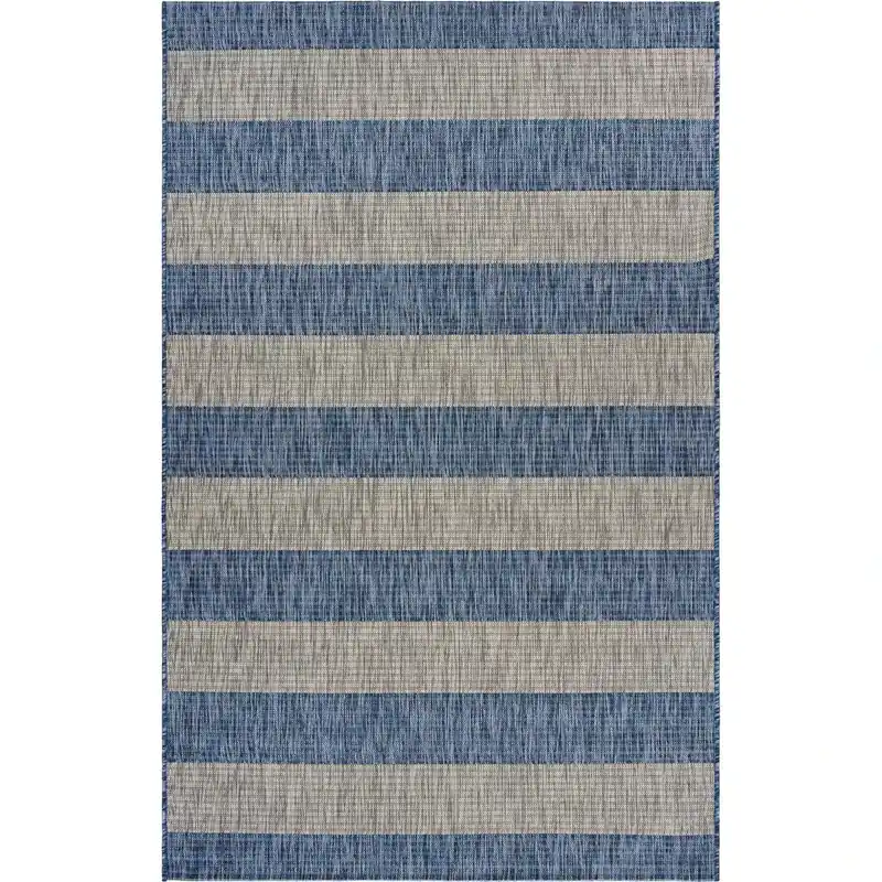 LR Home Catalina Outdoor Rug in Blue - 7.9 x 9.9
