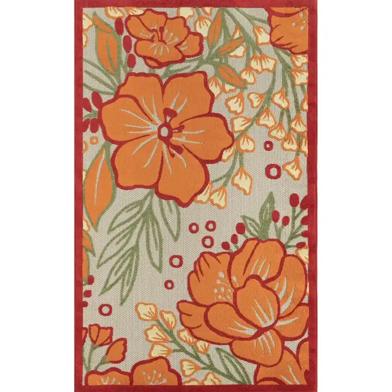 LR Home Copa Cabana Outdoor Rug in Orange - 7.10 x 9.10