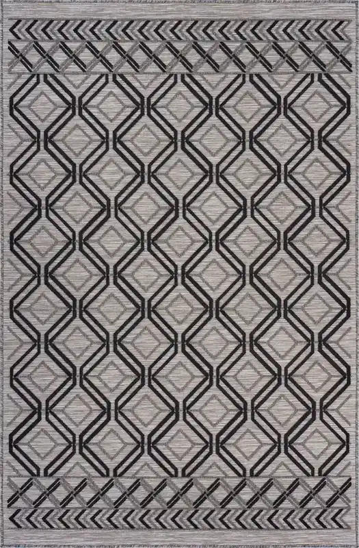 LR Home Retreat Outdoor Rug in Black/Natural - 5 x 7
