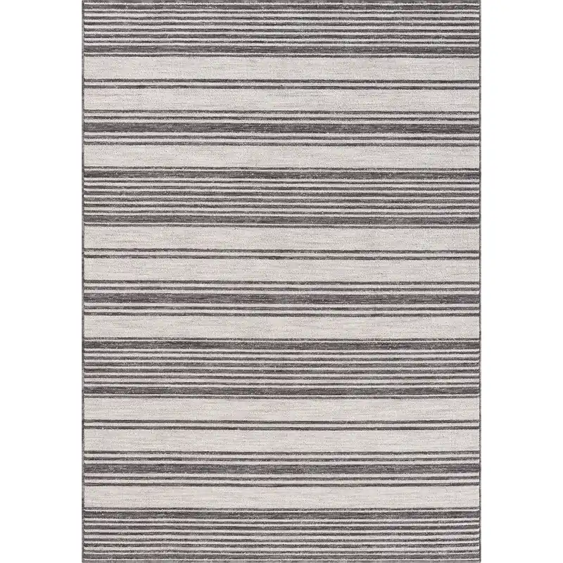 LR Home Westport Striped Outdoor Rug in Gray - 5 x 7