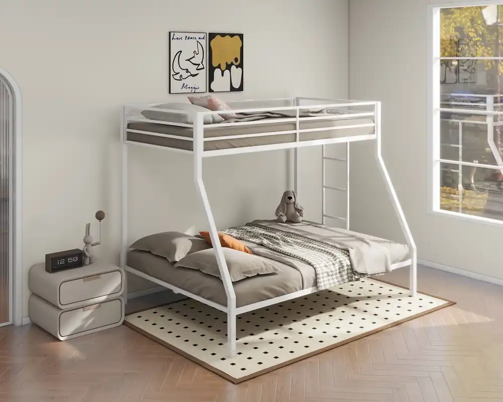 Coaster Alevera Metal Bunk Bed in White - Twin Over Full