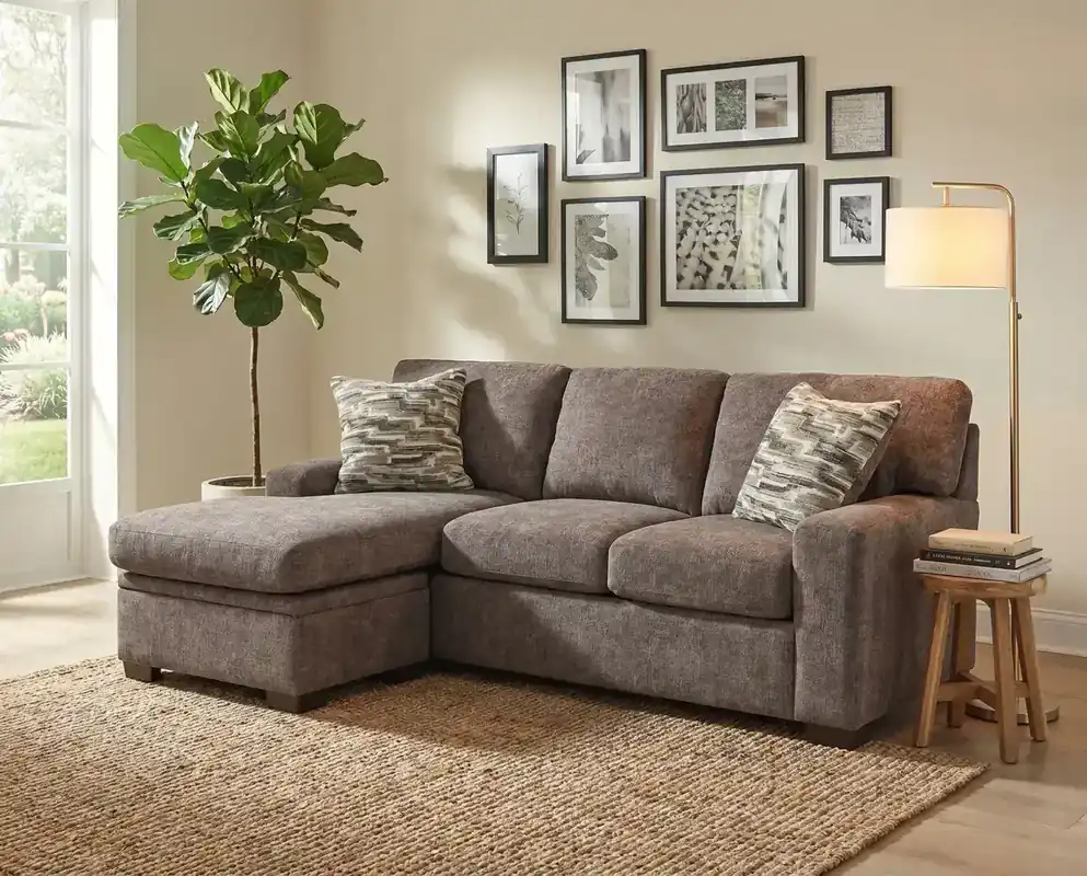 Overnight Sofa Charlotte Queen Sleeper Sofa with Floating Chaise in Sable Gray