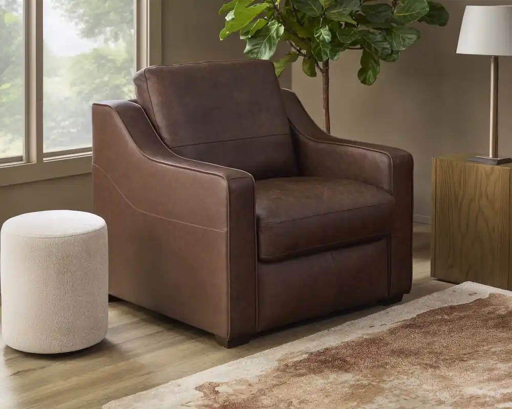 Flexsteel Hudson Leather Chair in Woodland Brown