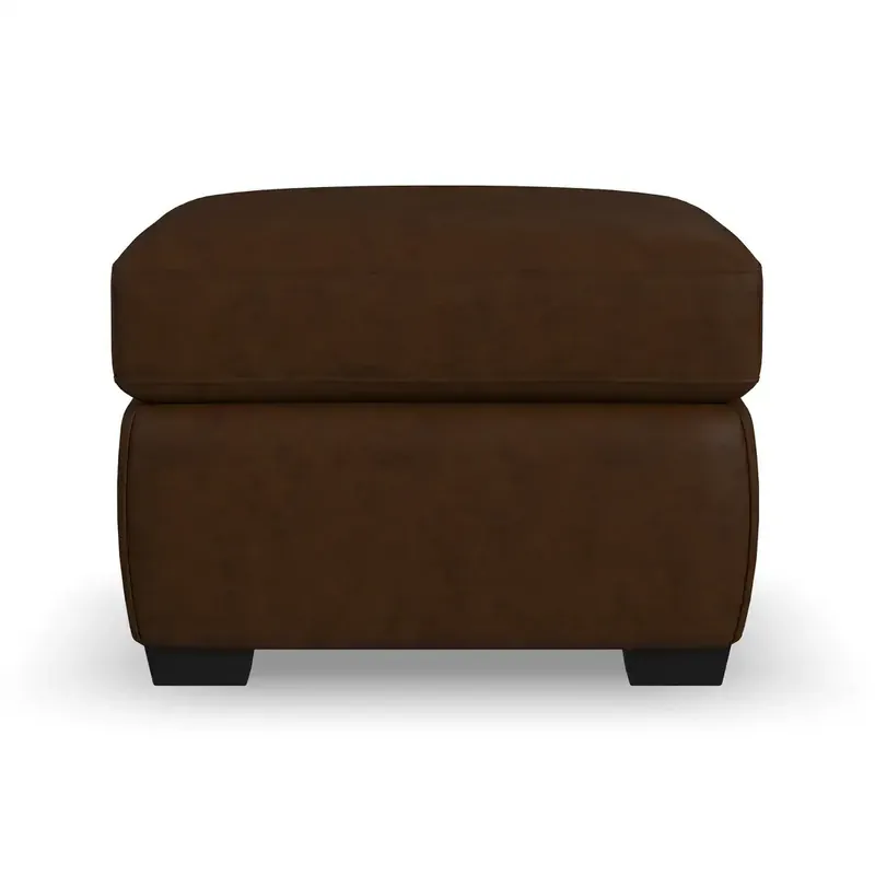Flexsteel Hudson Leather Ottoman in Woodland Brown