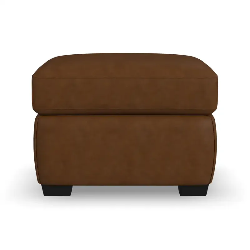 Flexsteel Hudson Leather Ottoman in Autumn Brown