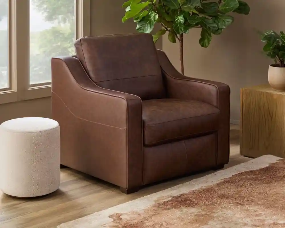 Flexsteel Hudson Leather Chair in Autumn Brown