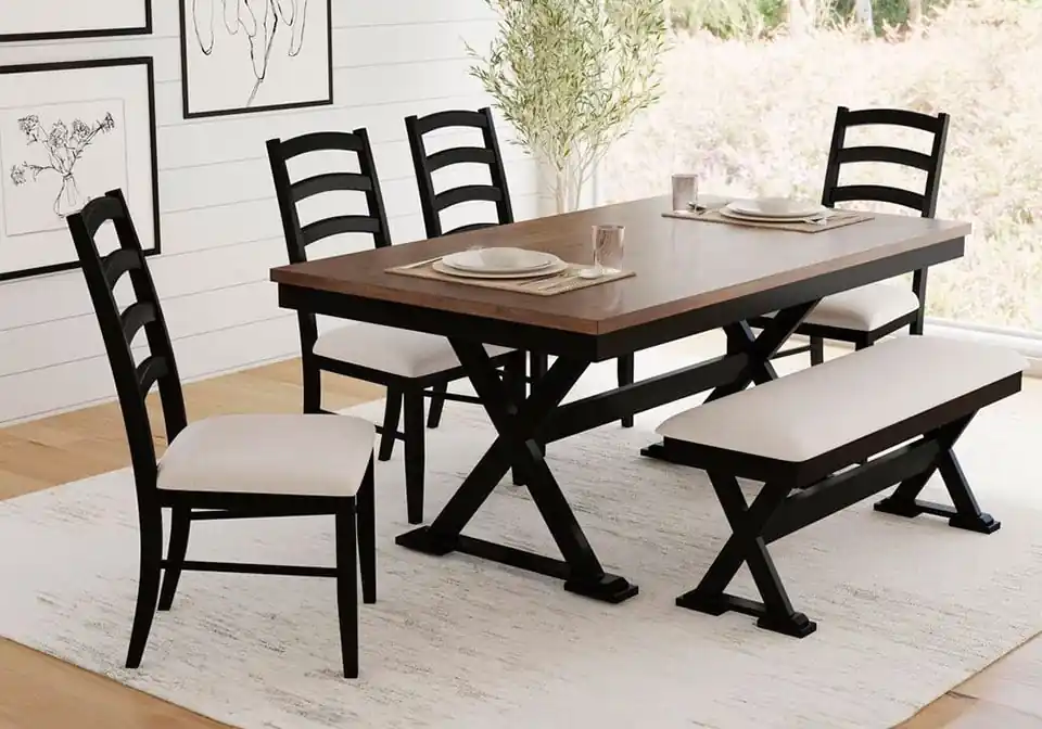 Tulane Two-Tone 6pc. Dining Set w/ Bench