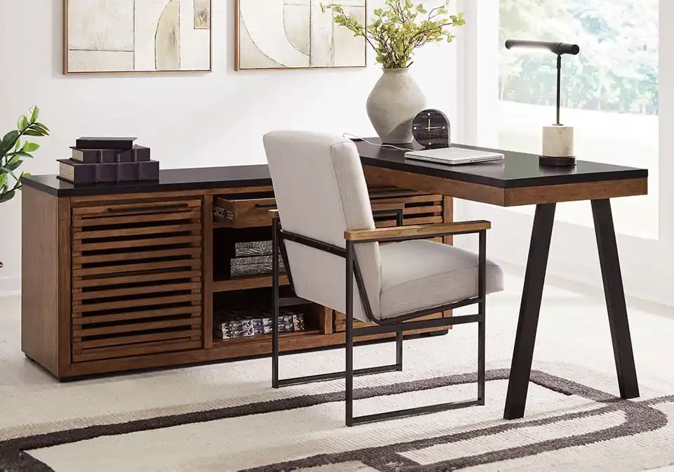 Kallari Two-tone Credenza with Desk Return