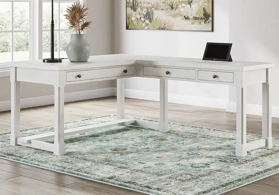 Robbinsdale Antique White L-Shaped Desk