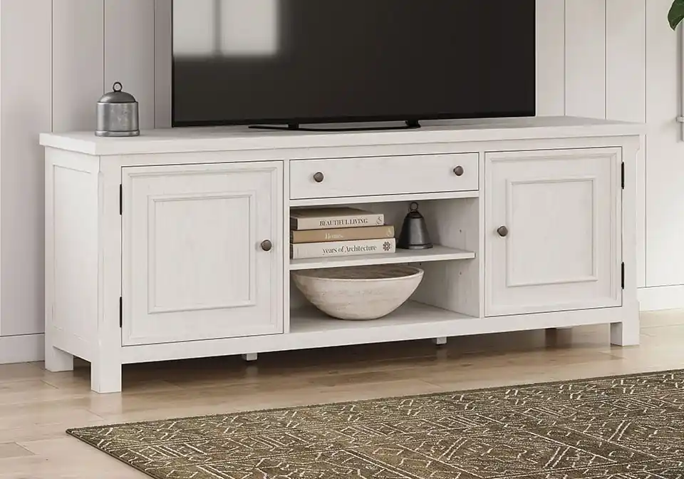 Robbinsdale Antique White XL TV Stand - Office & Entertainment