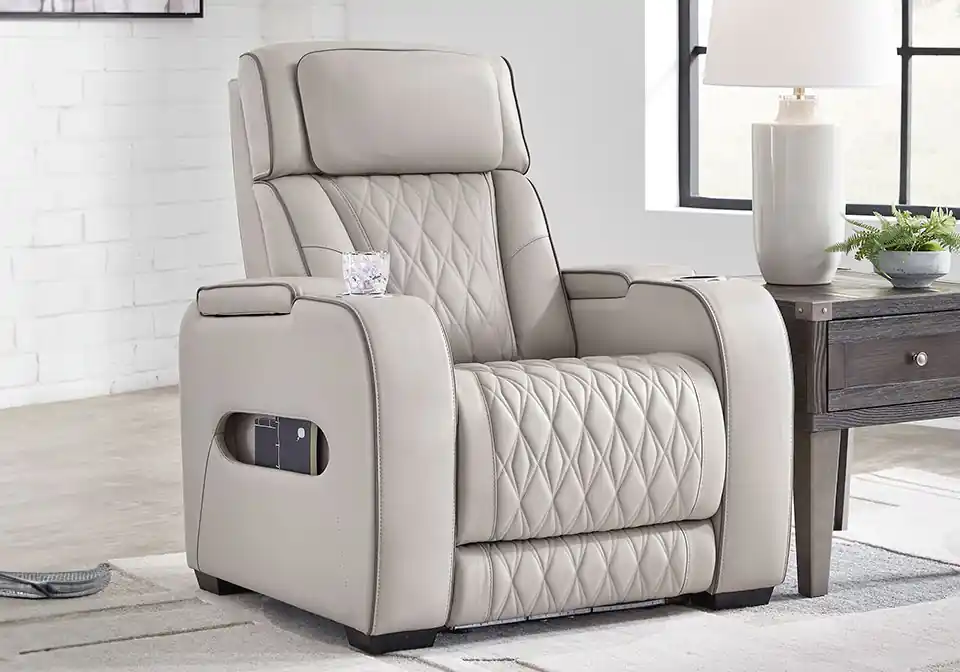Boyington Grey Power Recliner - Office & Entertainment