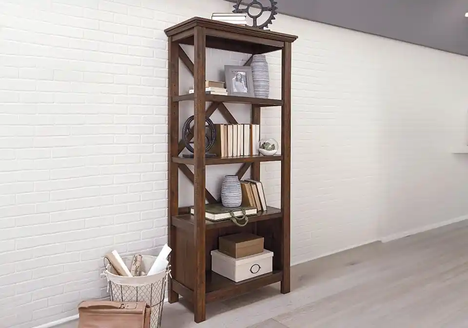 Baldridge Brown Large Bookcase - Office & Entertainment
