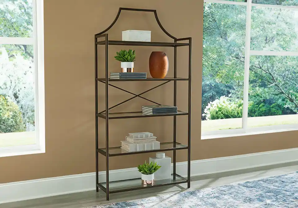 Bernonly Bronze Bookcase - Office & Entertainment